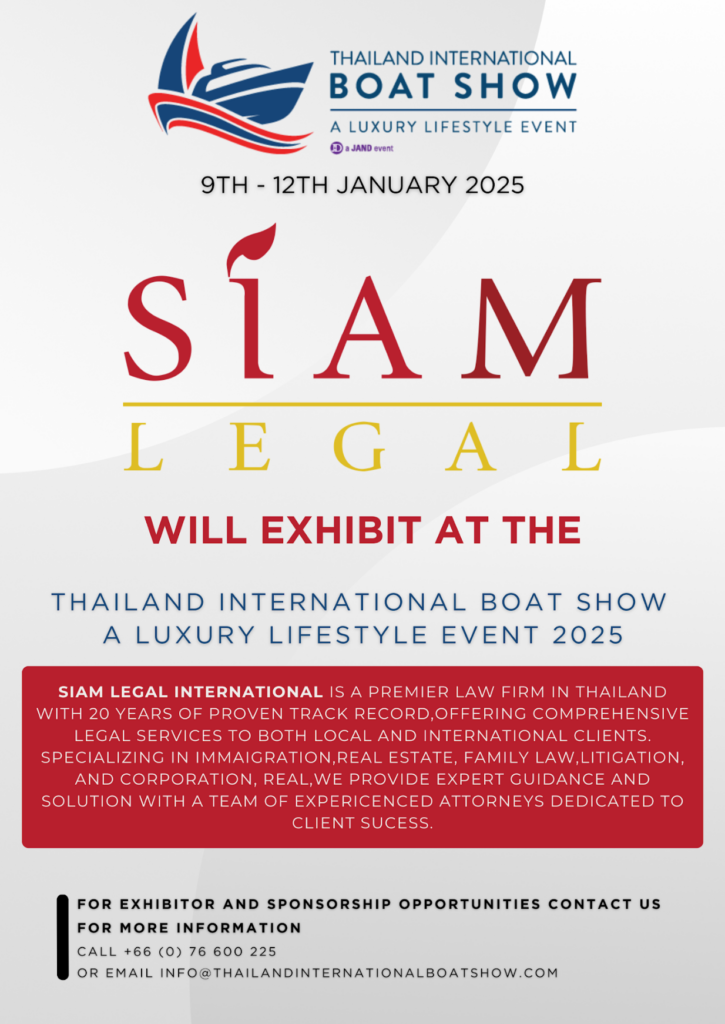 Siam Legal to Exhibit at The Thailand International Boat Show 2025